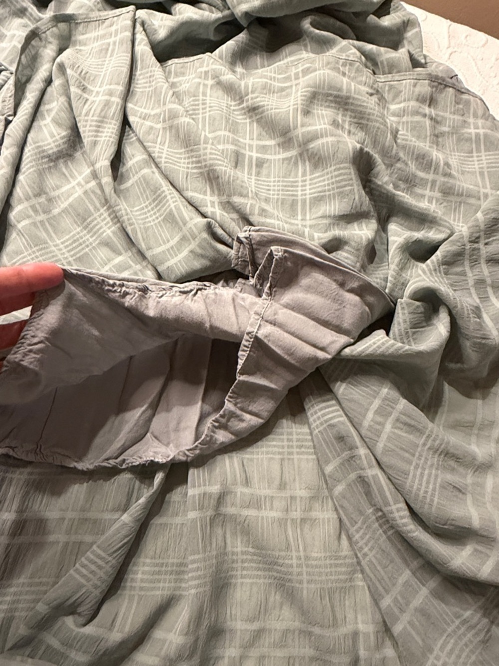 Lulu's Light Sage Grid-Texture Tiered Maxi Dress - Picture 10 of 12